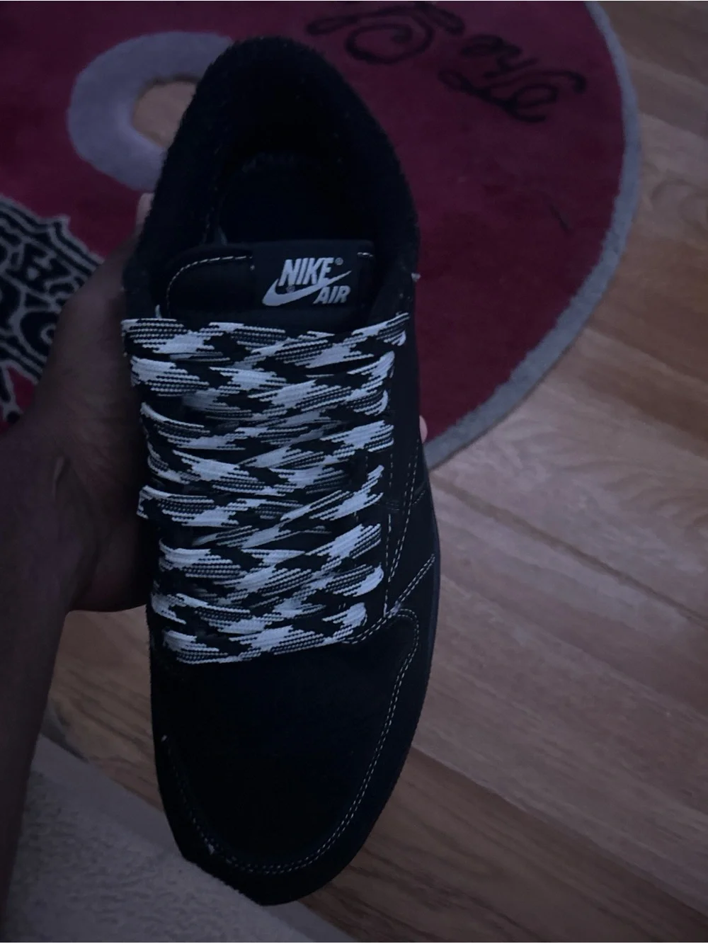Jordan Low-Top Black Suede Sneaker with Contrast White Stitching